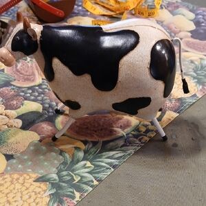 Vintage Charming Black and White Cow Figurine